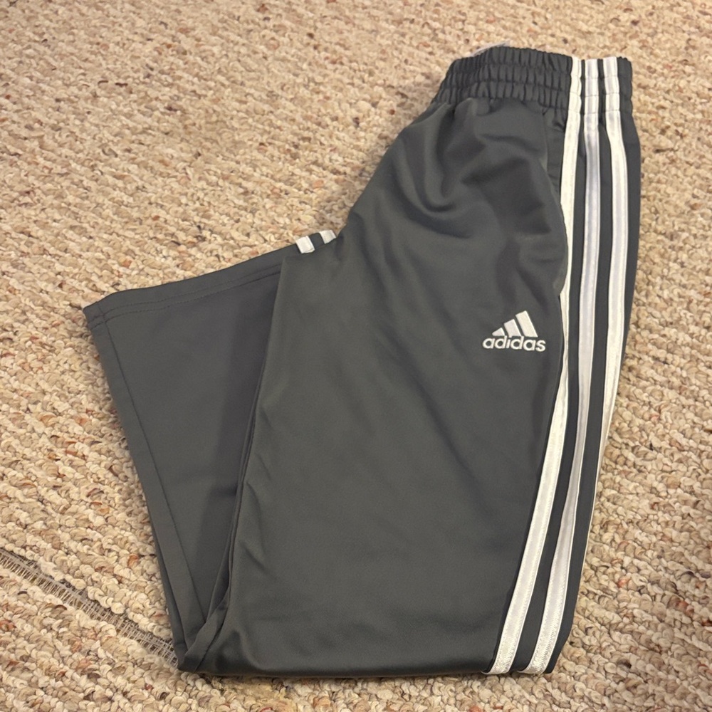 Adidas Kids Charcoal Joggers with White Stripes